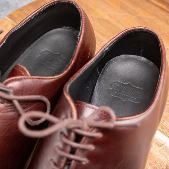 Thursday Everyday Men's Handcrafted Whole Cut Burgundy Leather Shoes, Size US 11 - Picture 7 of 10